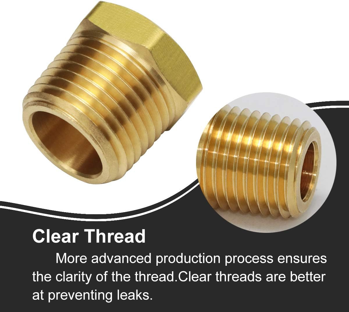 1/2 Inch NPT Male to 1/8 Inch NPT Female Reducing Brass Bushing Adapter – 2 Pack