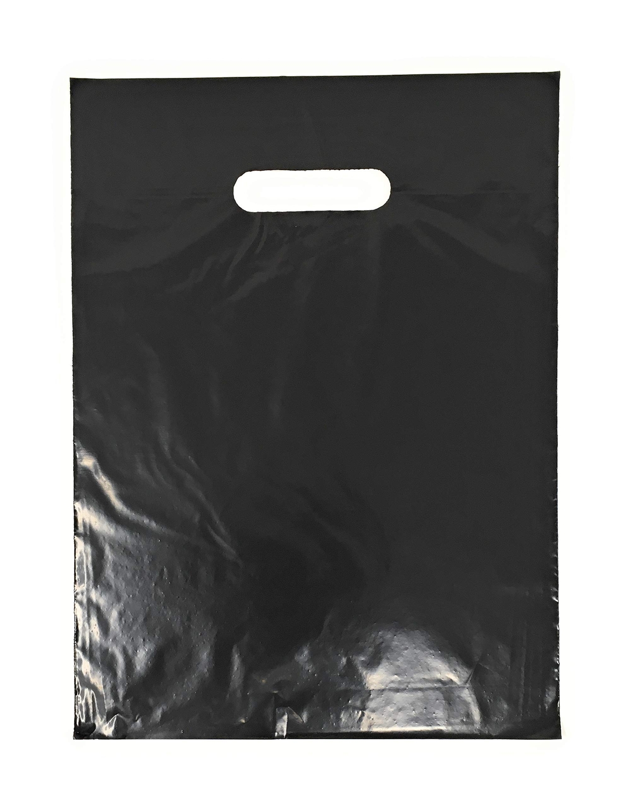 100 Pack 12″ x 15″ with 1.5 mil Thick – Black Merchandise Plastic Shopping Bags