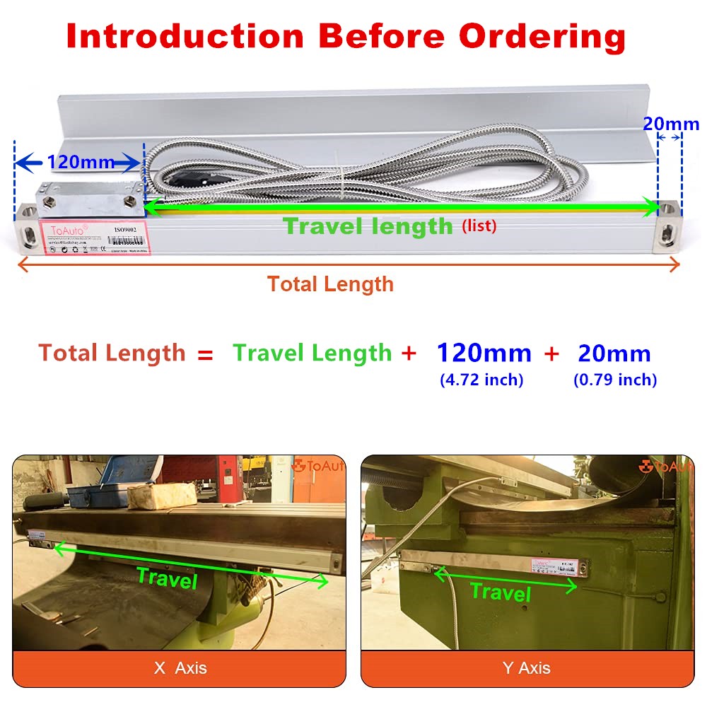 2/3/4/5 Axis Digital Readout DRO TTL Glass Linear Scale Encoder 100/150…2000MM