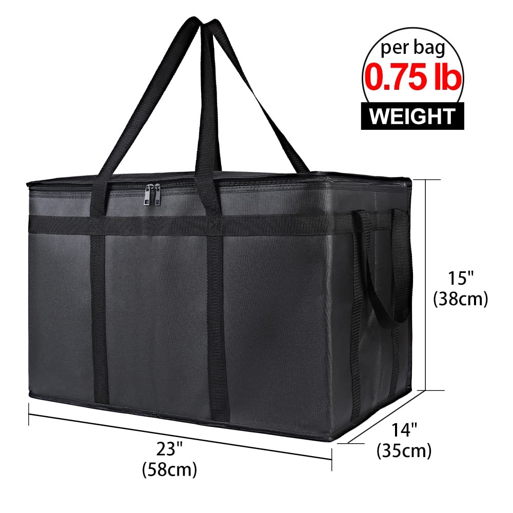 Bodaon 5-Pack Insulated Food Delivery Bag for Hot and Cold XXX-Large, Black
