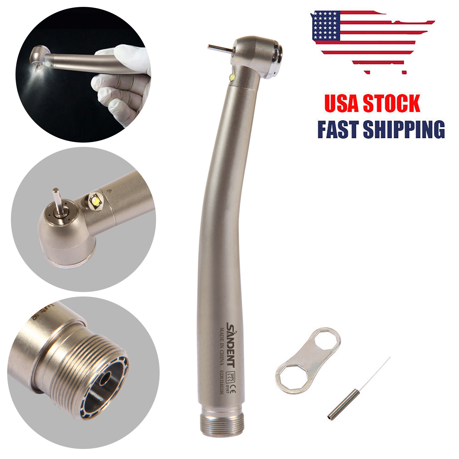 NSK Type Dental PANA Max High Speed LED Handpieces Internal Triple Spray Push CE