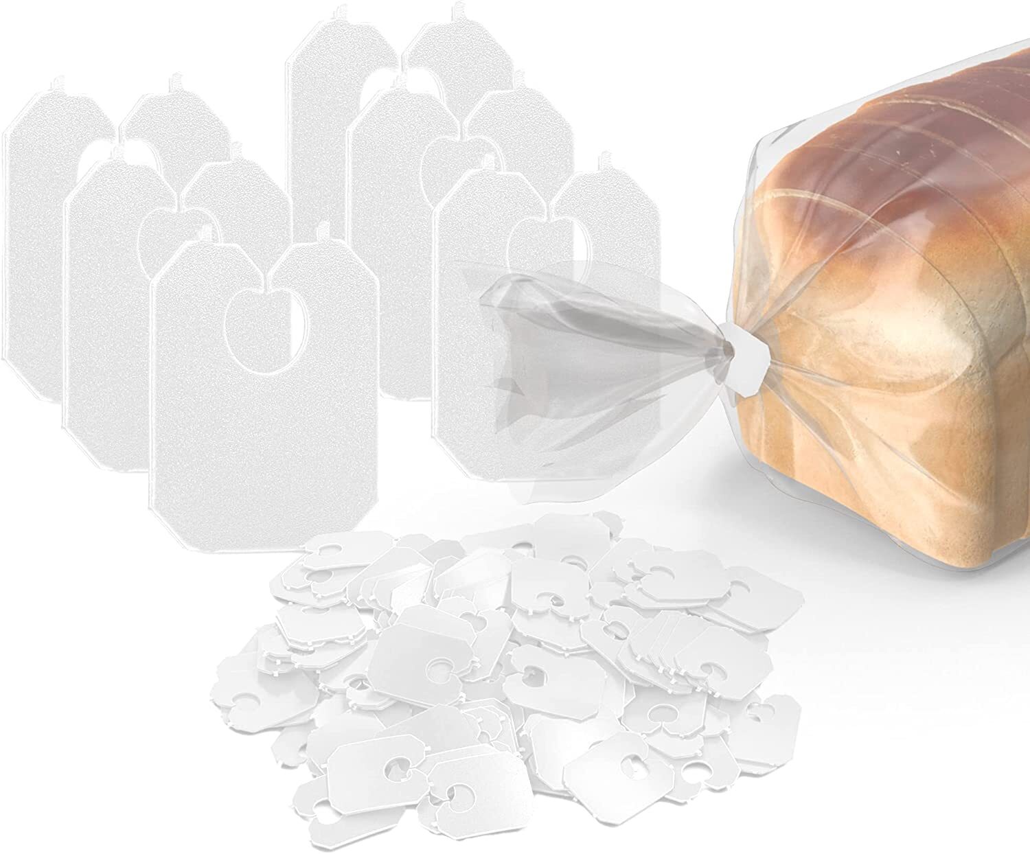 MT Products White Disposable Plastic Chip and Bread Bag Clips – Pack of 100