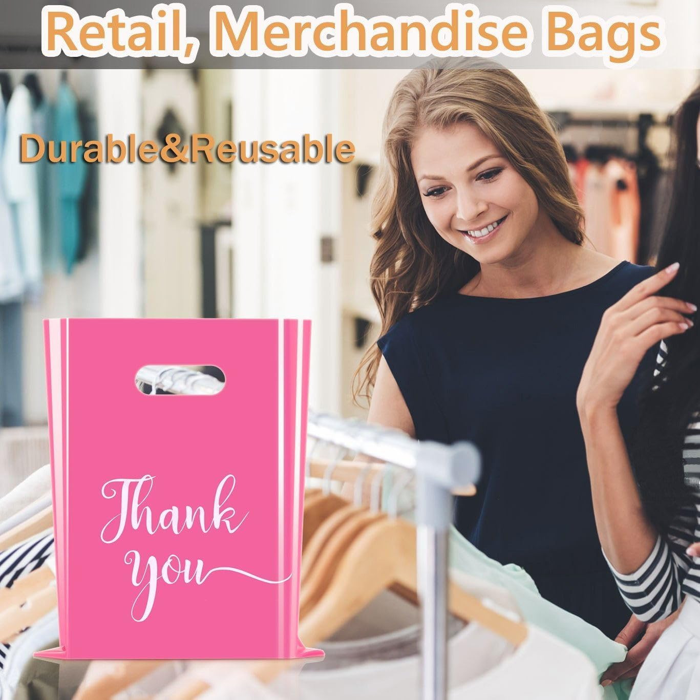 Cupplation Pink Thank You Merchandise Bags Large 9X12 Inches,100 Pack, Retail