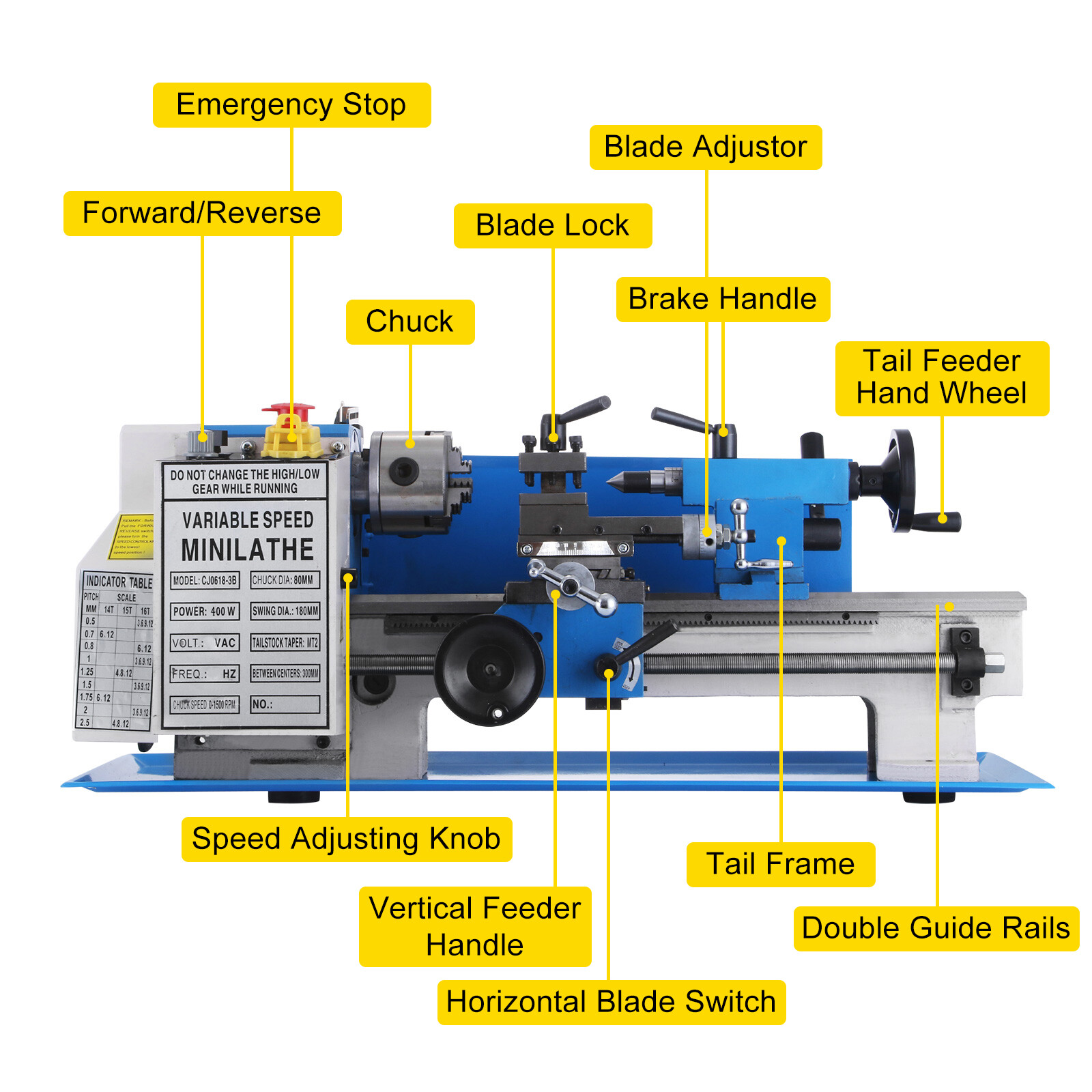 ?VEVOR 550W Mini Metal Lathe Machine Tool 7″x14″ Variable Speed 2250RPM Tool