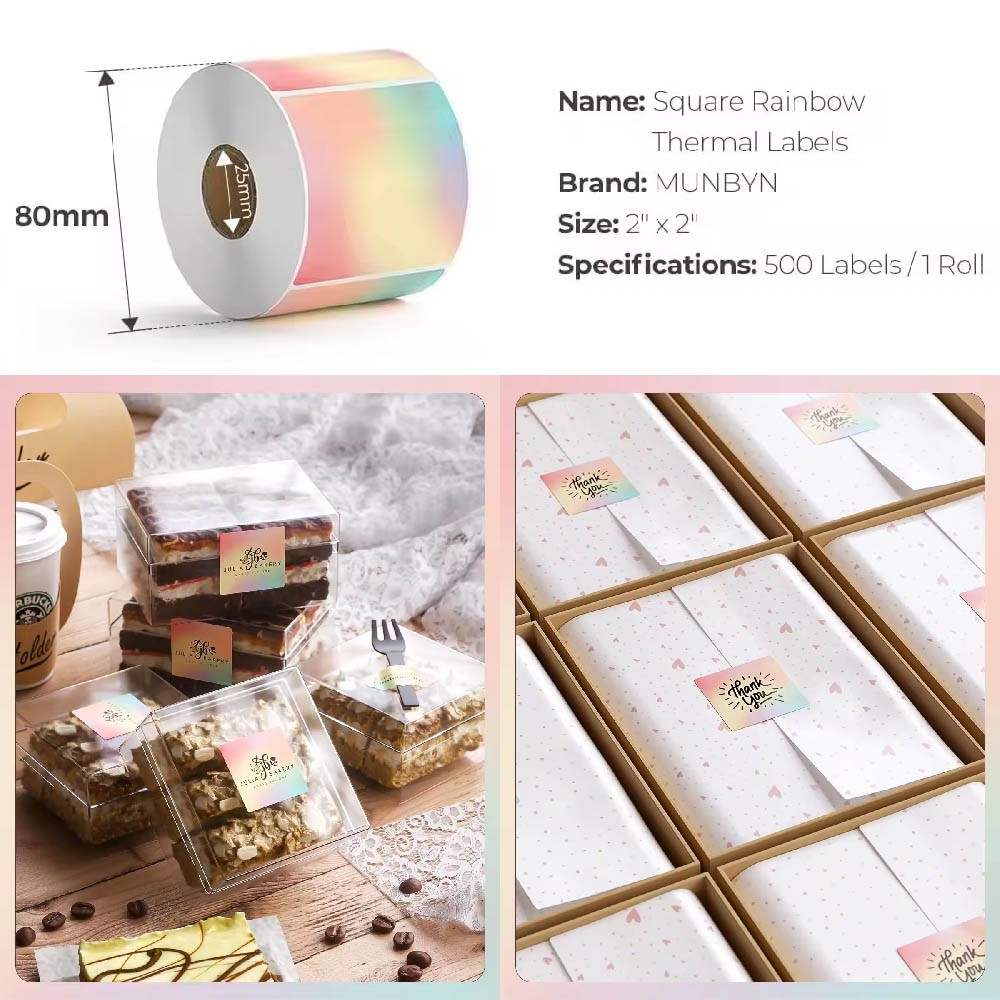2″ Square Round Direct Thermal Labels Self-Adhesive Circle Sticker DIY Design US