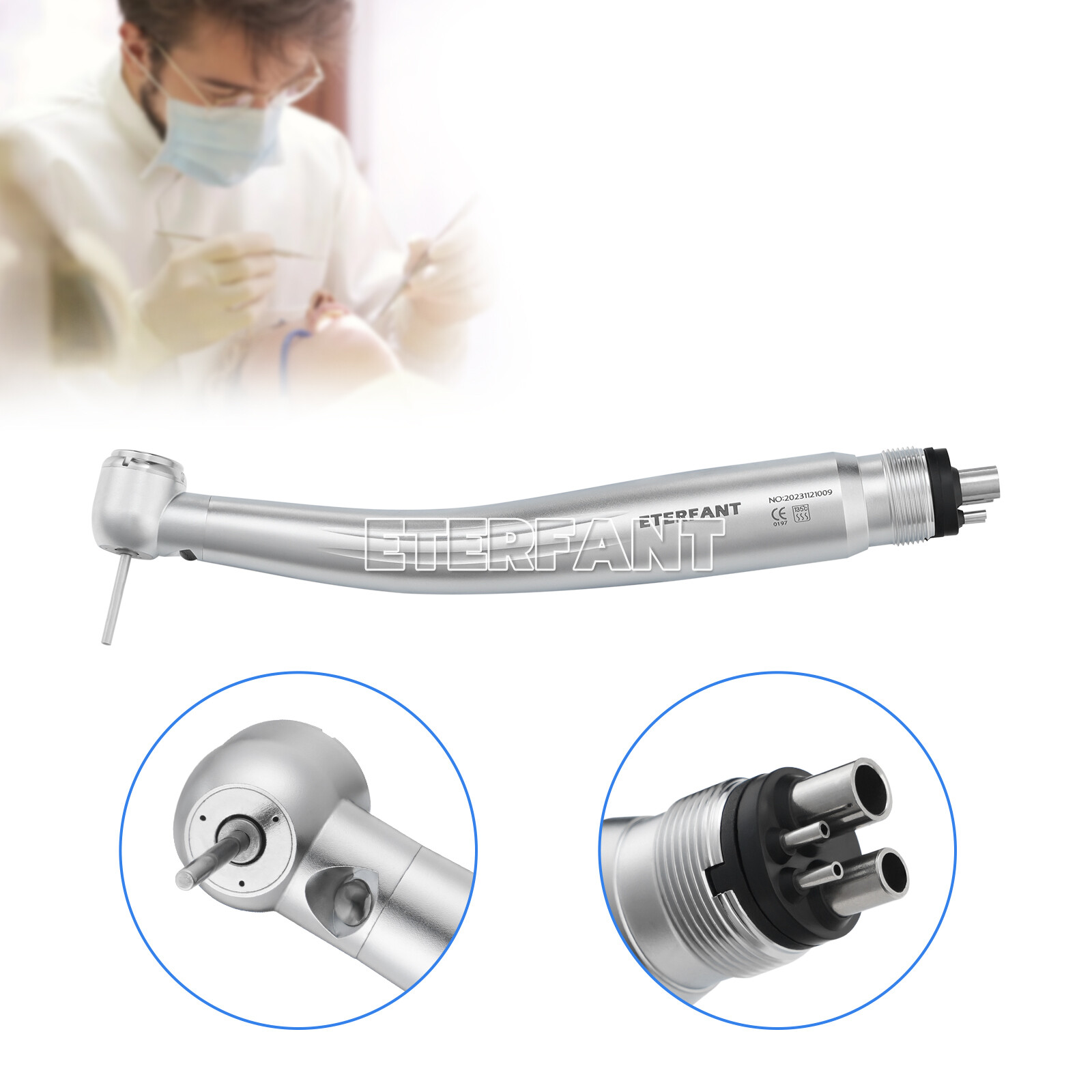 ENTERFANT Dental Air Turbine/NSK Style High Speed Handpiece Fiber Optic LED 4H