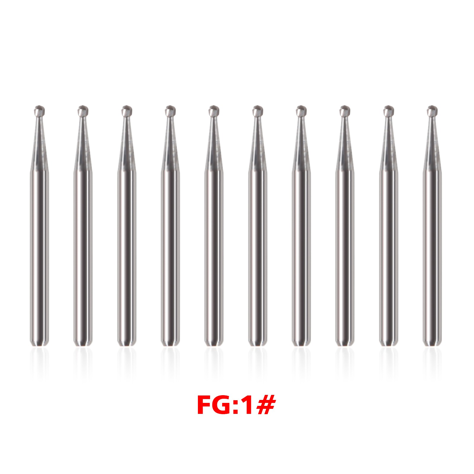 10 FG 1 Round Carbide Dental Burs High Speed Handpiece Friction Grip Drill Bits
