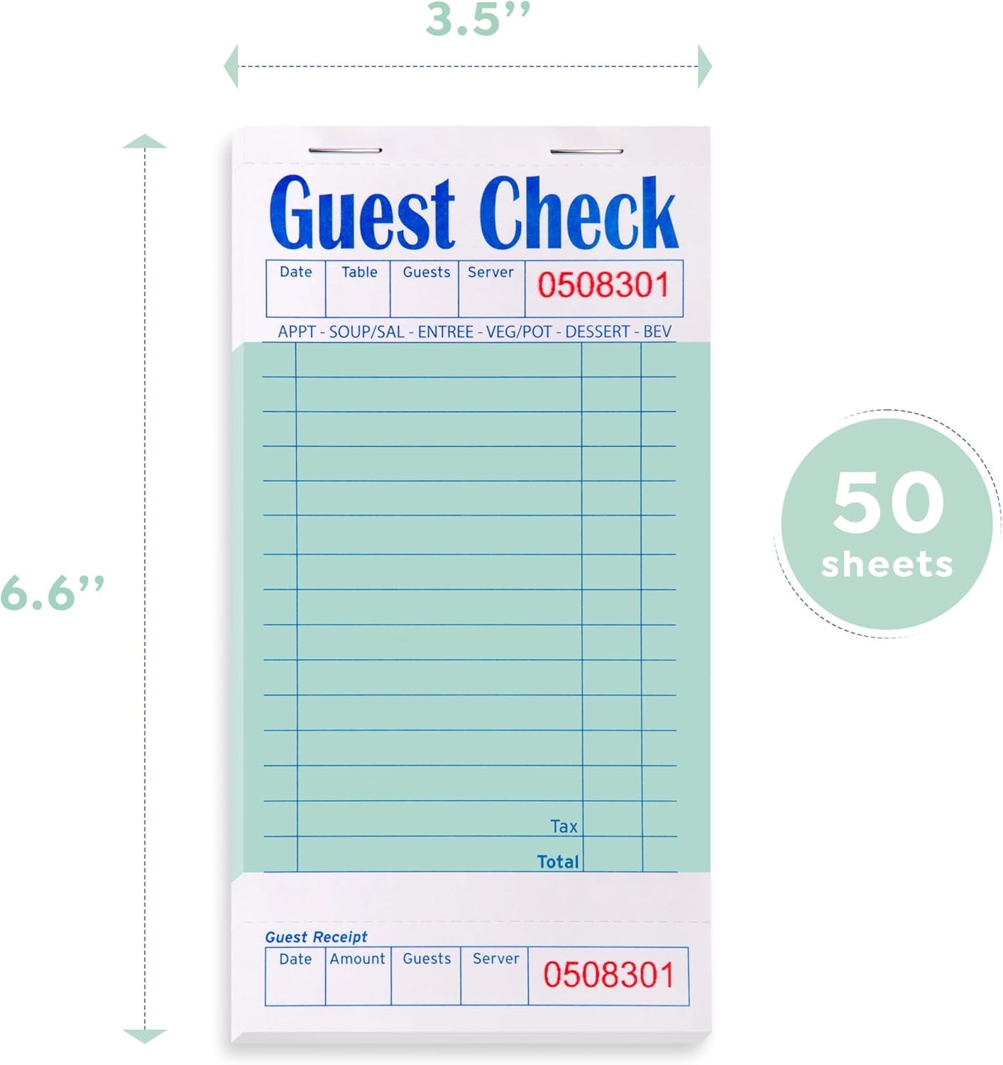 Guest Check Books Guest Checks for Servers, Server Note Pads, Waitress booklets