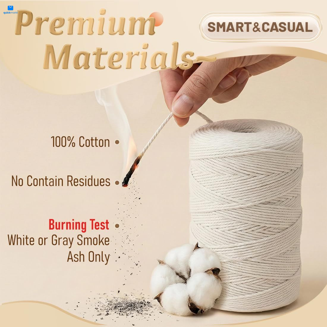 SMART&CASUAL 700 Feet 100% Cotton Butcher 700 (213M), Natural White
