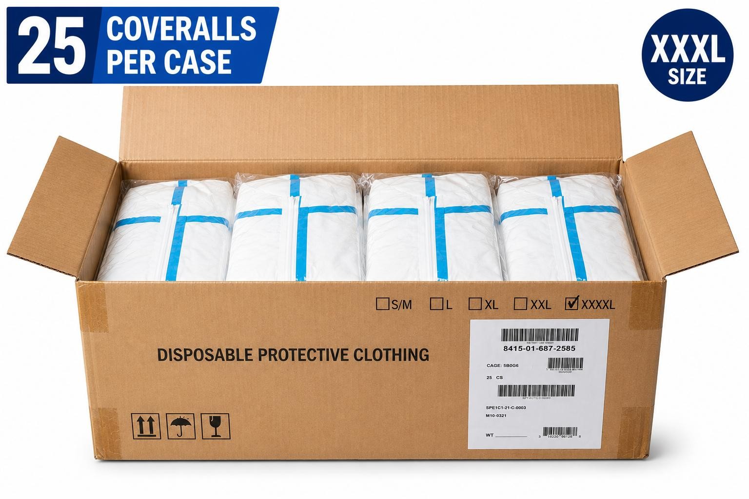 Disposable Protective Coveralls Heavy Duty Full Body W Hood & Boots XXL Case/25