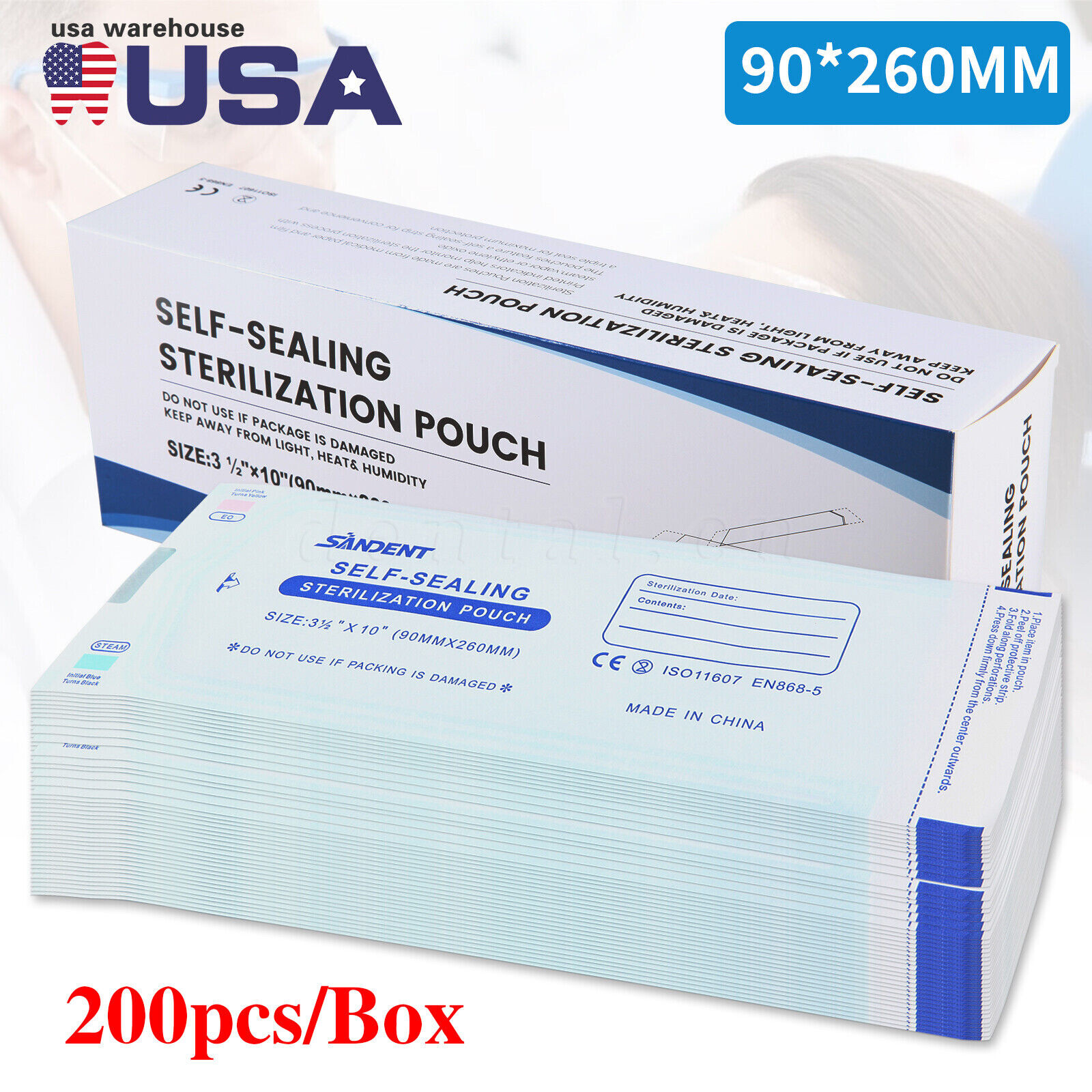 up to 10000 Sterilization Pouches 3.5″ x 10″ Dental Medical Self Seal Pouch Bag