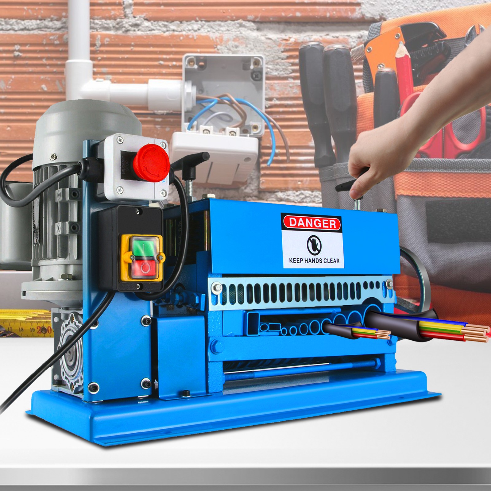 Electric Wire Stripping Machine 1.5-38mm Cable Stripper 0.06″-1.5″ 1/2HP