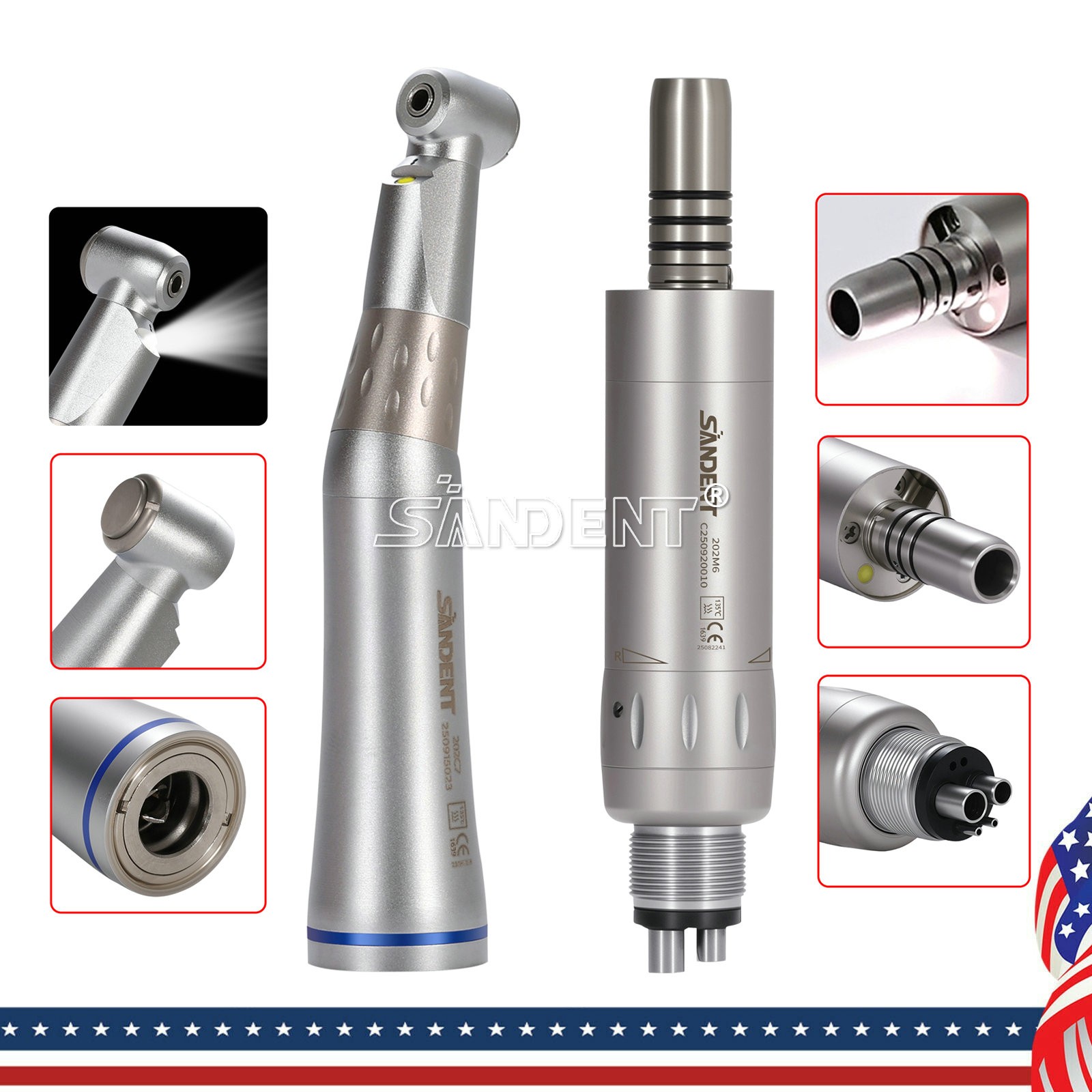 NSK Style Dental Slow Speed Handpiece E-Type Inner Water Spray 4-Hole LED/NO-LED