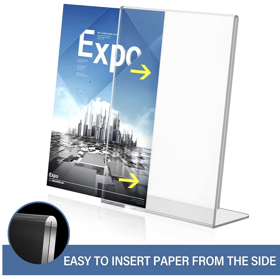 24 Pack Acrylic Sign Holder 8.5 x 11, Slant Back Display Stand, Clear Frames