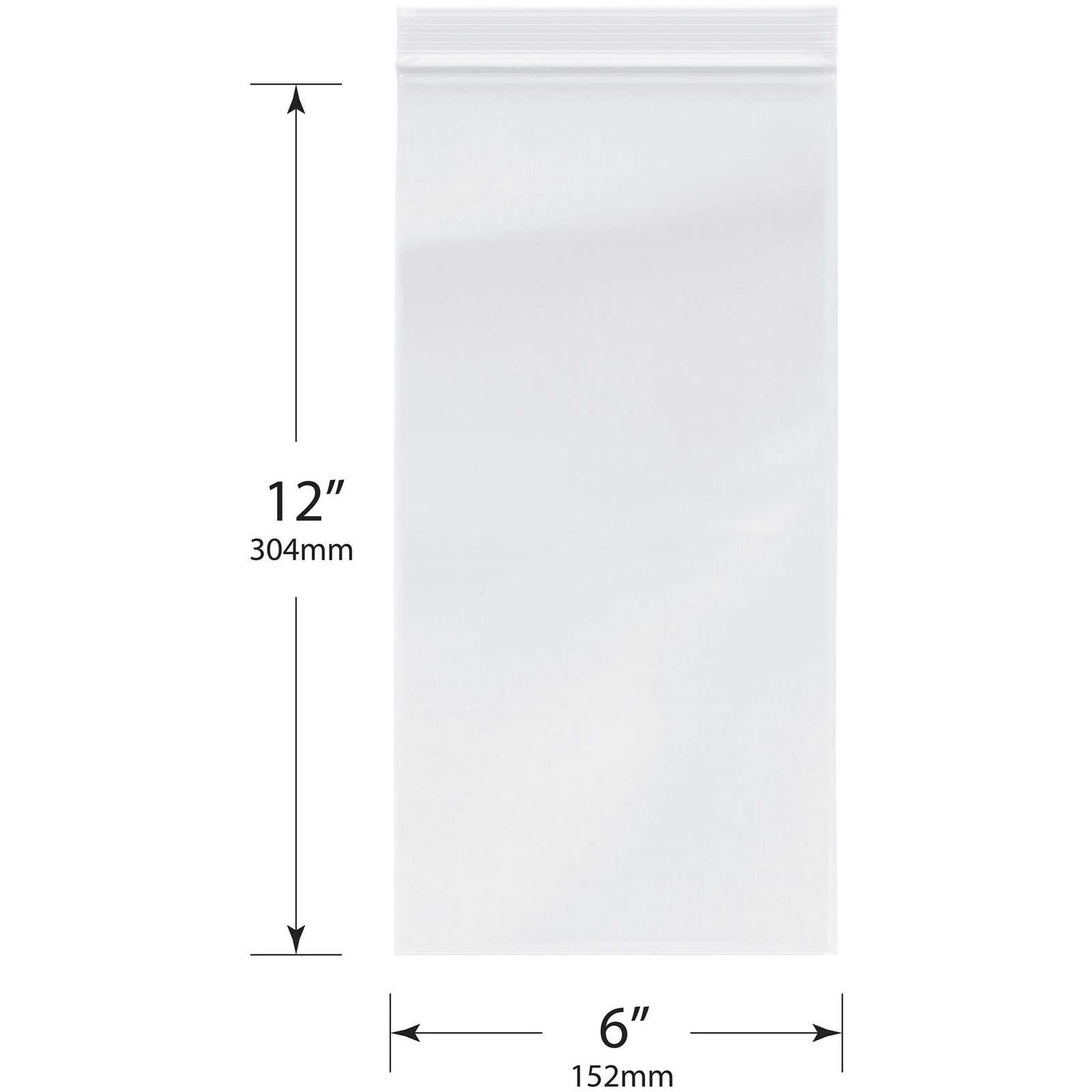 Plymor 6″ x 12″, 2 Mil Zipper Reclosable Plastic Bags