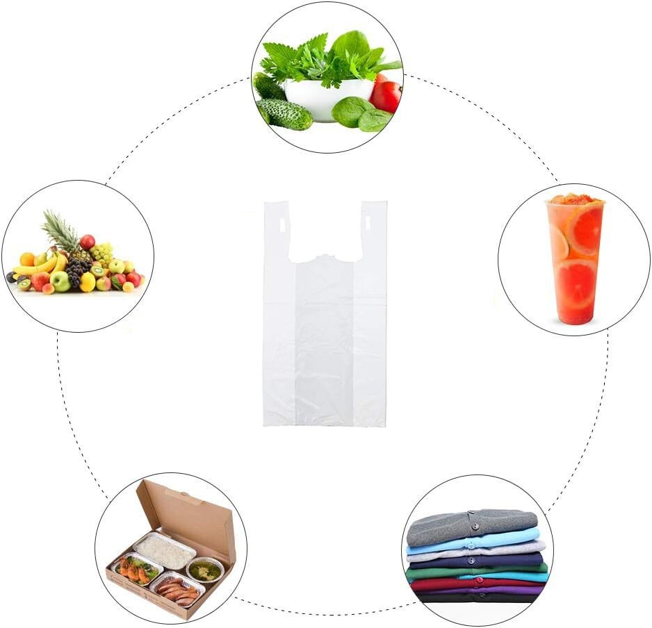SALE Lot 1000 Large White Plastic T-shirt Shopping Bags Handles 11.5″x6.5″x22″