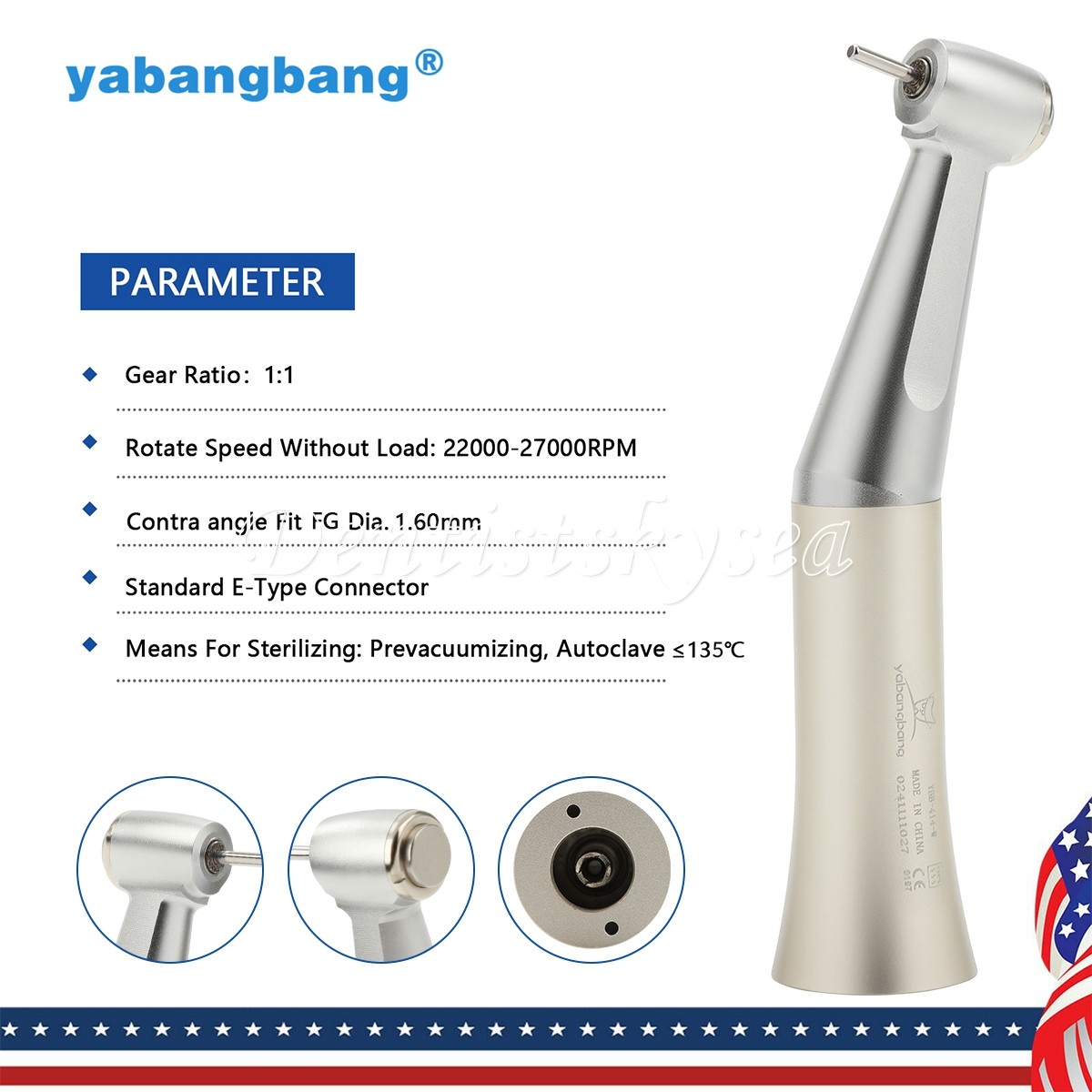 Low Speed Handpiece Push Button Fit FG 1.6mm Burs Contra Angle Dental