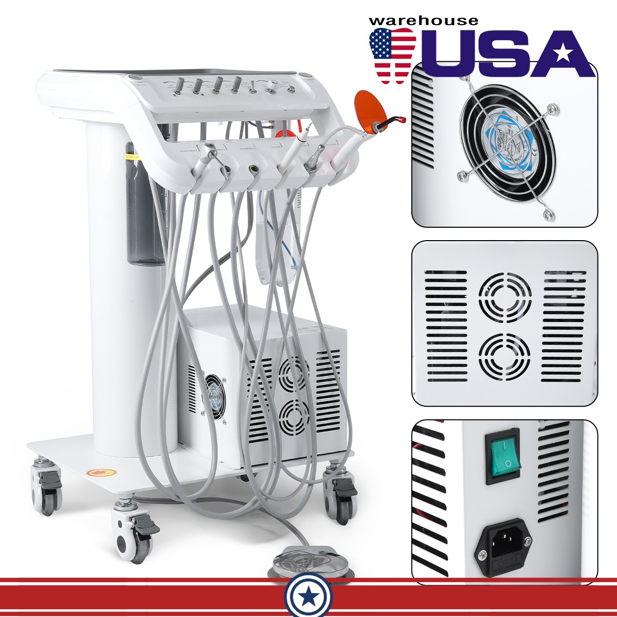 360° Swivel Dental Hygiene Prophy Handpiece Air Motor 4 Holes W/ 4:1 Nose Cone
