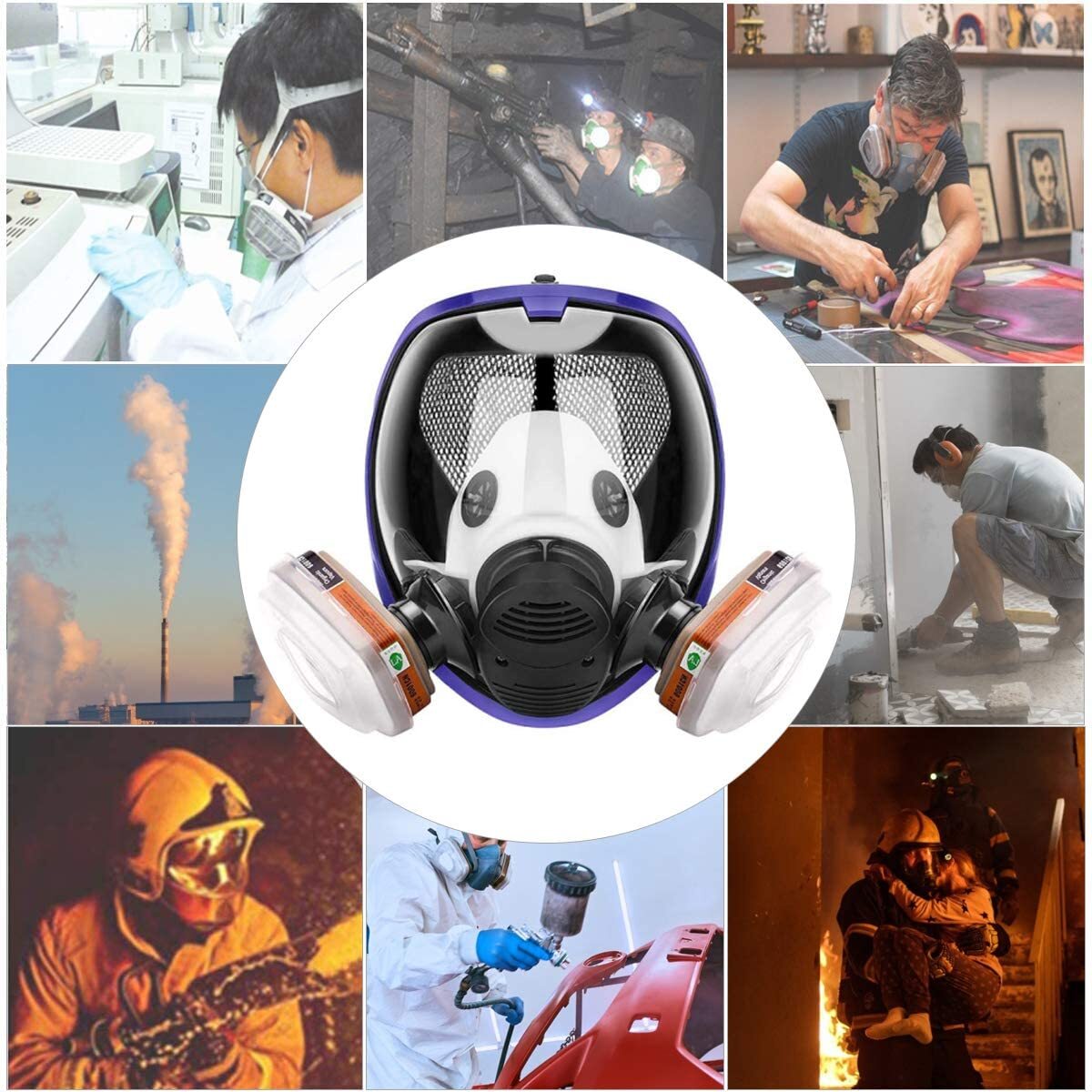 15 in 1 Full Face Gas Mask Spraying Painting 6800 Facepiece Reusable Respirator