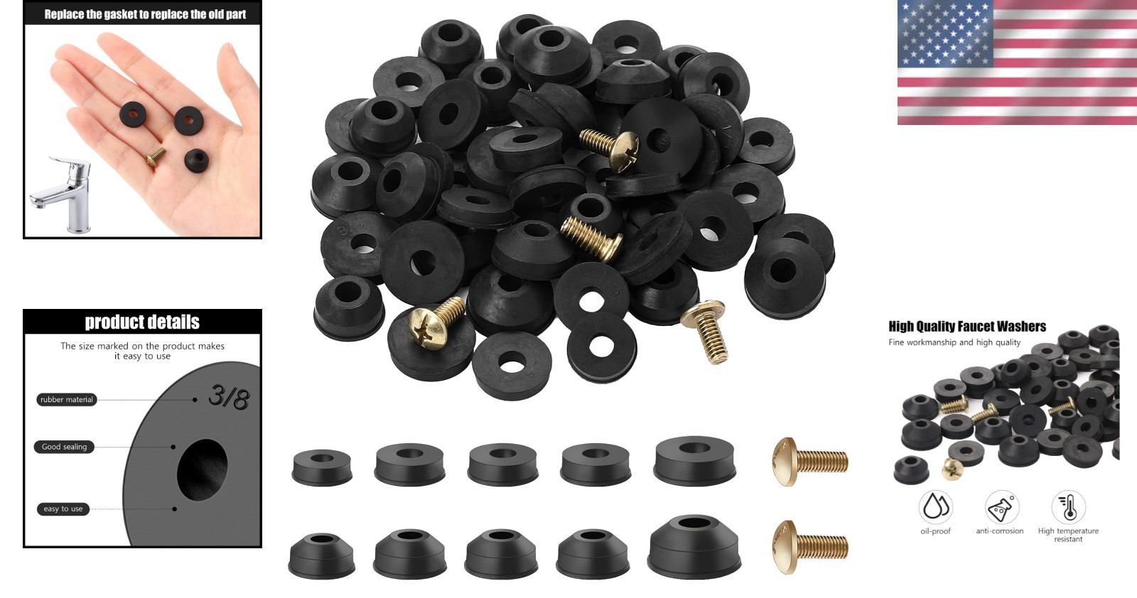 High-Quality 58-Piece Faucet Washer Set – Easy Identification & Compatibility