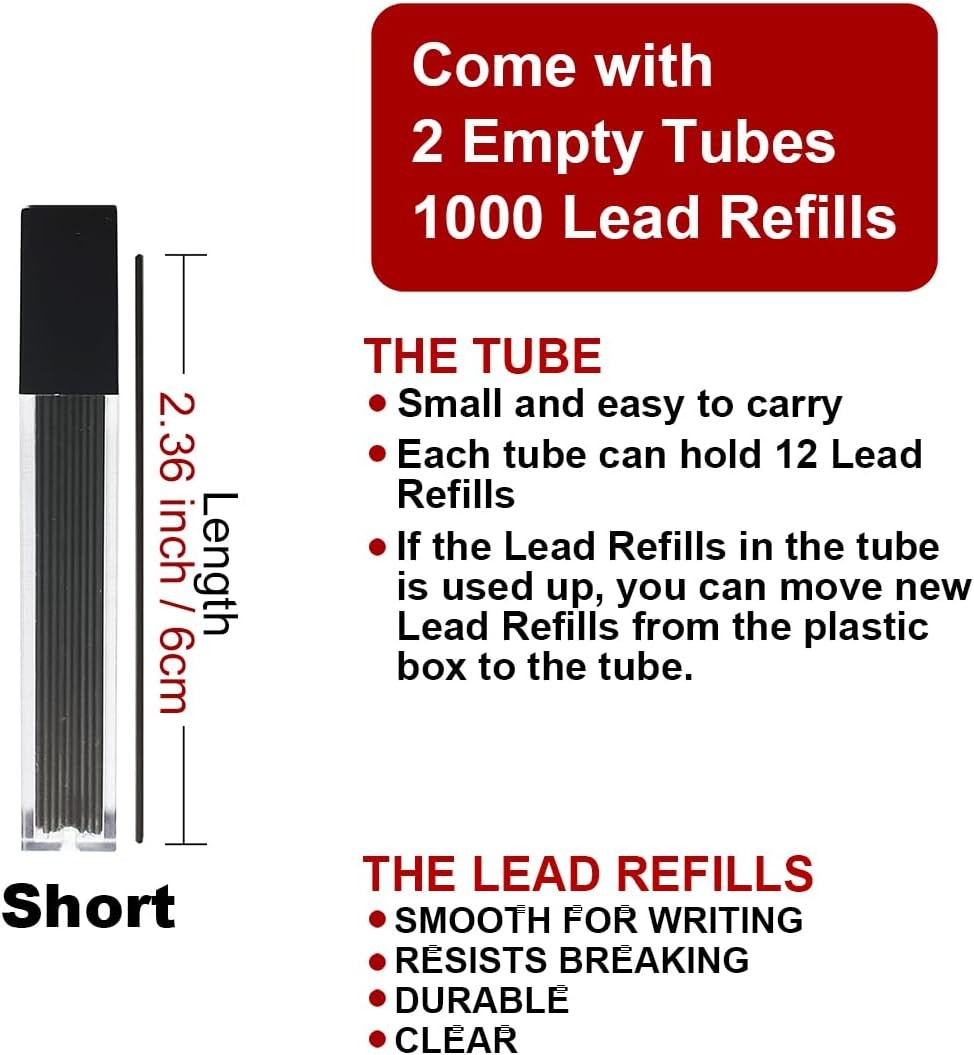 1000 Pieces 0.7mm Lead Refills Graphite Mechanical Pencil Lead – Strong 2B,