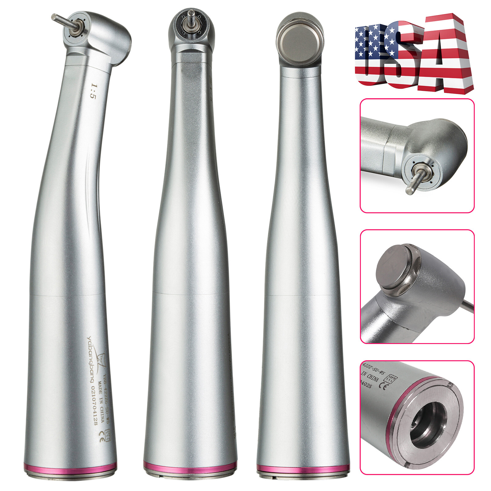 Dental Optic 1:5 Increasing Contra Angle LED Handpiece NO-LED for Electric Motor