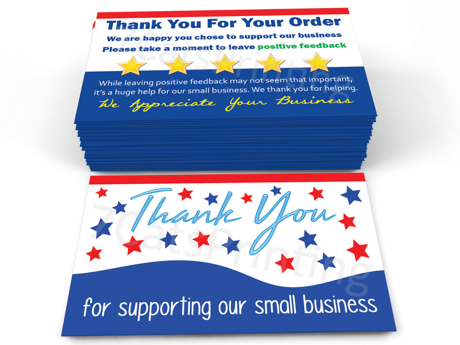 200 Thank You Supporting Our Small Business Cards for eBay Sellers Notes