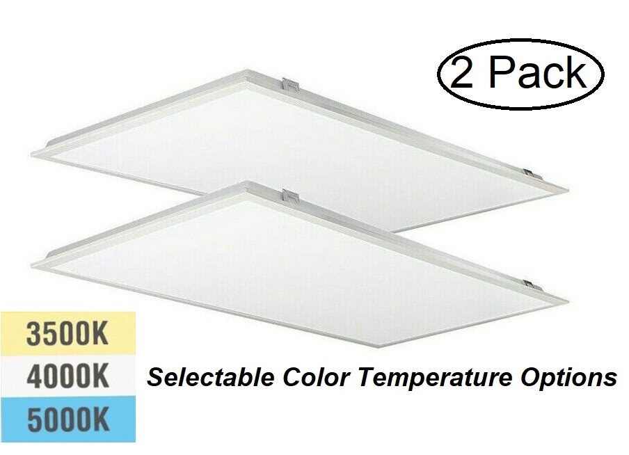 2-Pack 2×4 FT 45W LED Back Panel Selectable CCT 3500K|4000K|5000K Dimmable