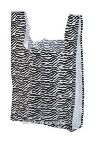 Plastic Shopping Bags 1000 Animal Zebra Grocery Merchandise 11 ½” x 6″ x 21”