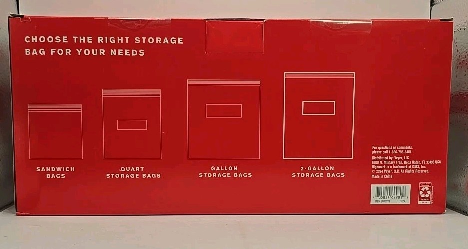 Highmark Clear Food/Item 100 Count Storage Bags 2 Gallon Zip Lock Zipper 13″x15″