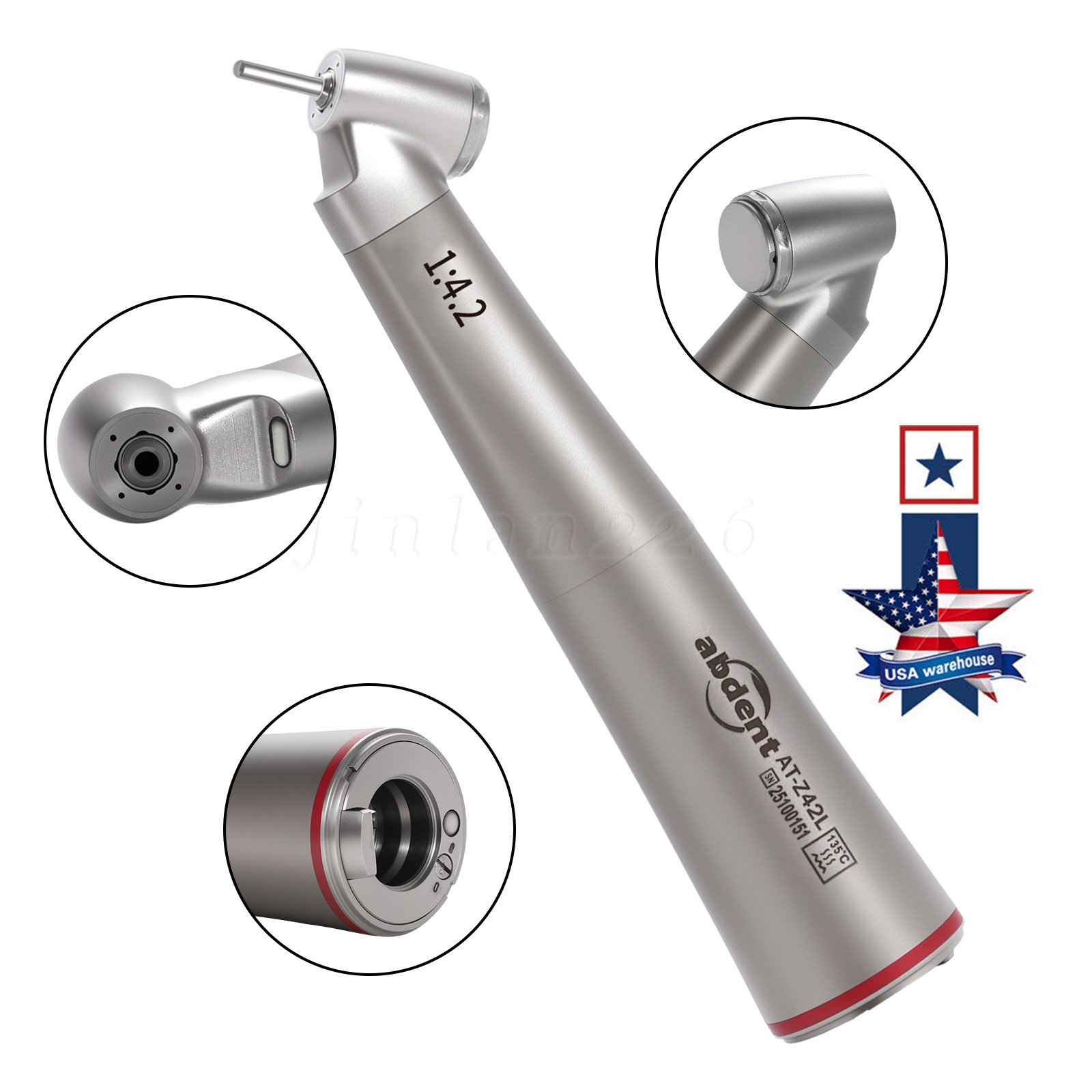 Dental 45° Angle Surgical Handpiece Electric 1:4.2 Mist Jet Spray NSK TiMax Z45L