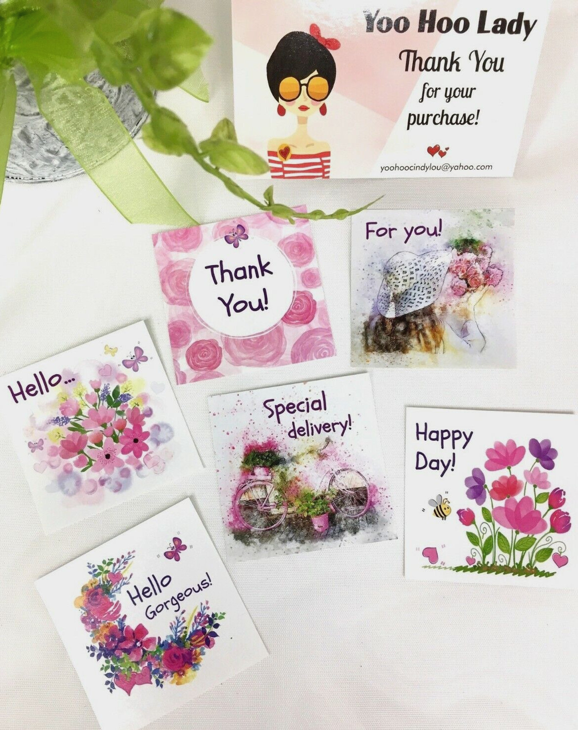 60x Thank You Floral Stickers, Butterfly Pink Flowers Envelope Seals