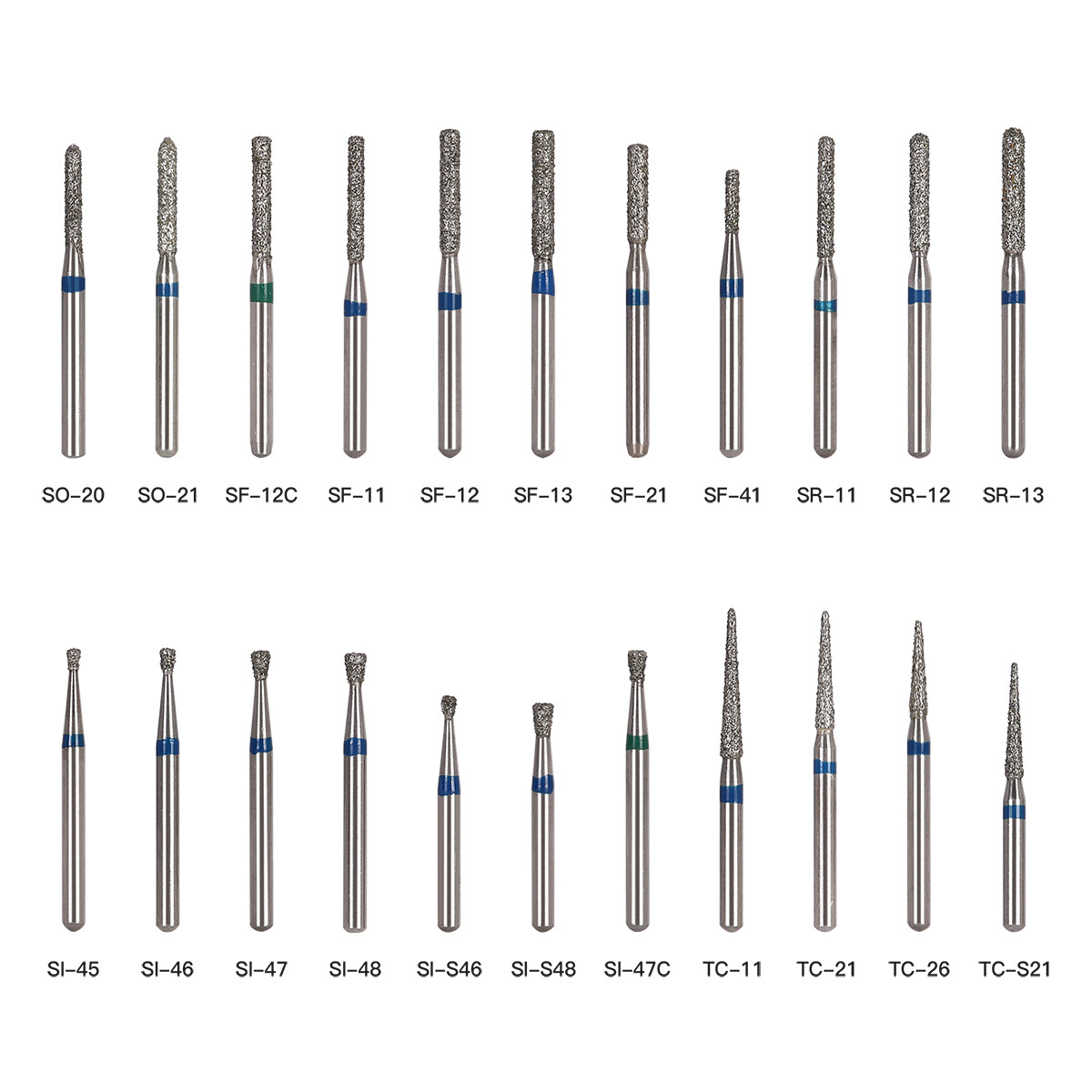 25pcs AZDENT Dental FG Diamond Burs For High Speed Handpiece Friction Grip