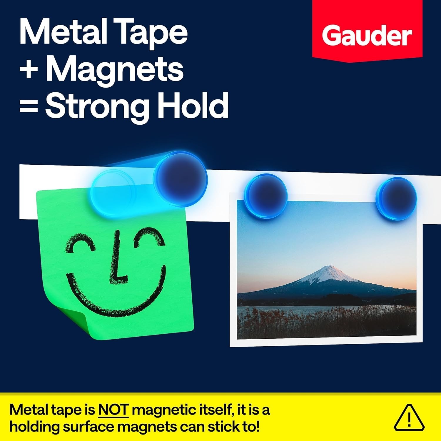 GAUDER Metal Tape Self Adhesive | Ferrous Tape for Magnets | Metallic Steel Stri