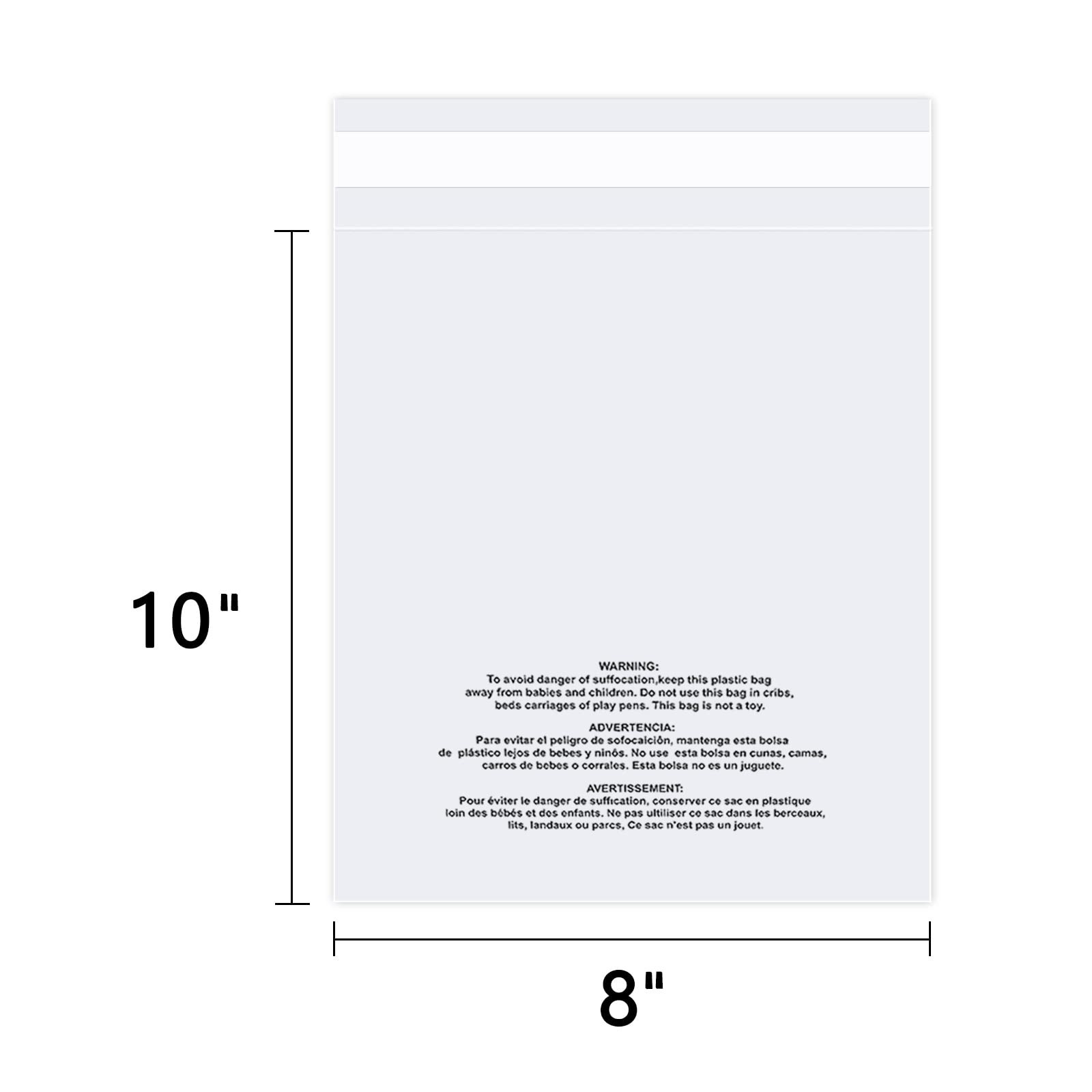 WEPOLY – 8″ x 10″ (100 Count) Self Seal Clear Poly Bags with Suffocation Warn…