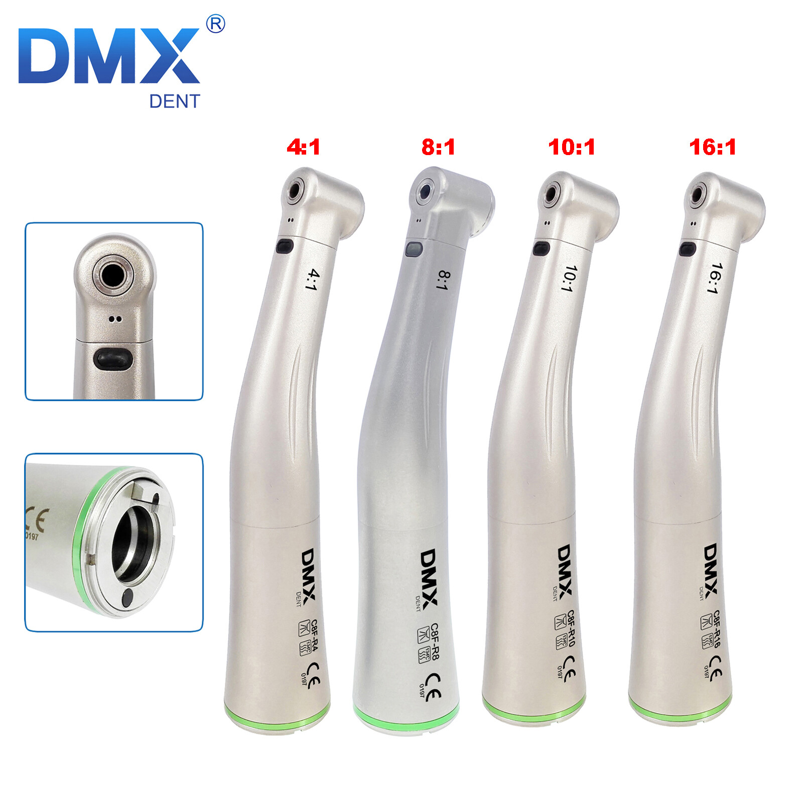 DMXDENT Dental 1:1/ 1:5/ 20:1 LED Fiber Optic Contra Angle Handpiece Fit NSK