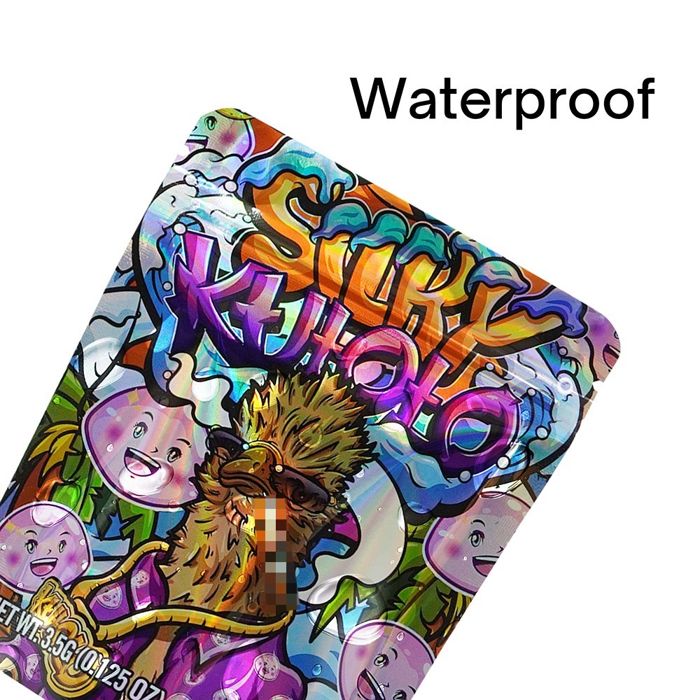 3.5g Mylar Bag Stand Up Zip Seal Bags Mixed Pack Holographic Bag 100pcs