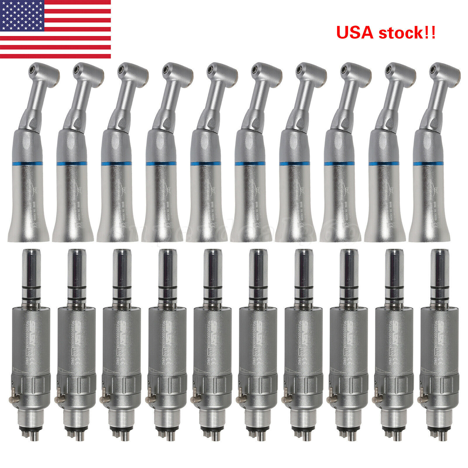 1-10 Dental Contra Angle Push Button /Air Motor 2/4Hole Low Speed Fit NSK YAD ds