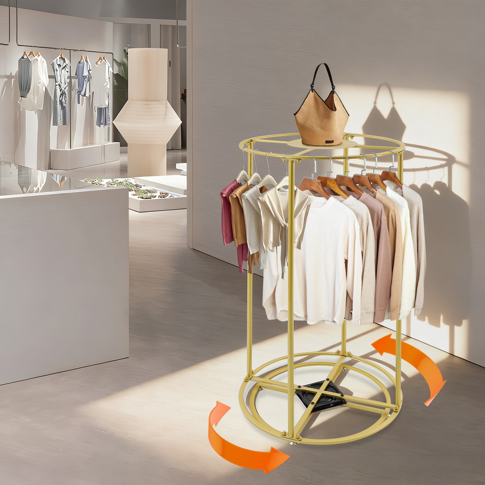 Free Standing Garment Rack 360° Rotating Clothes Display Stand for Store & Home
