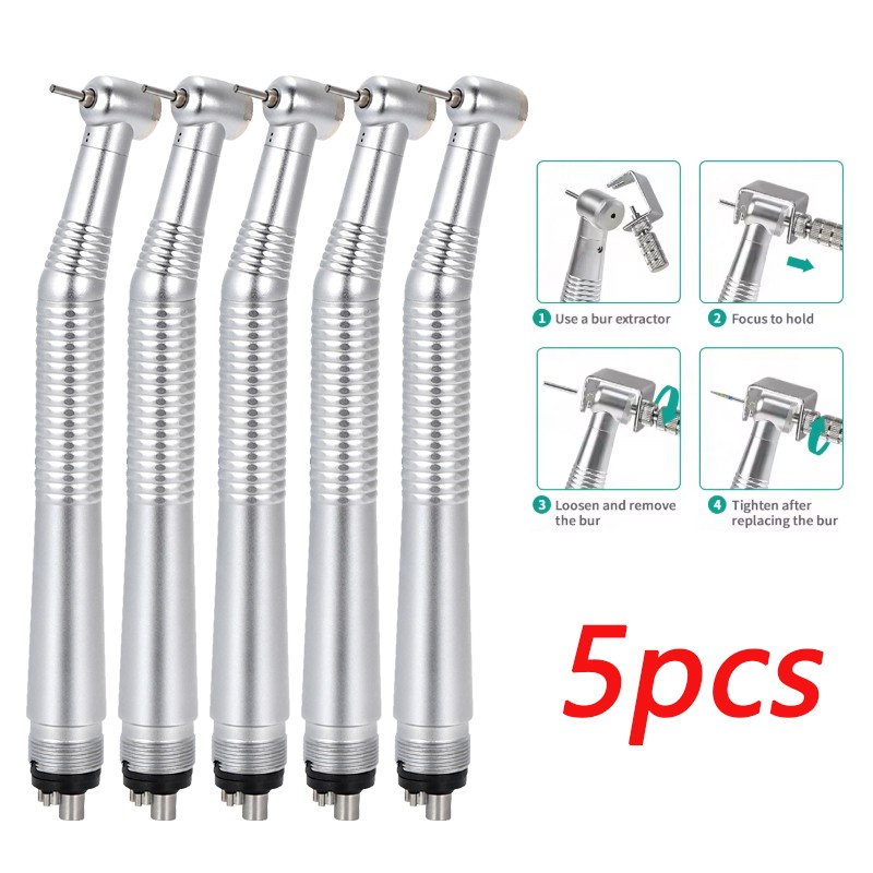 5X Dental High Speed Handpiece 4 Hole Push Air Turbine Single Water Spray