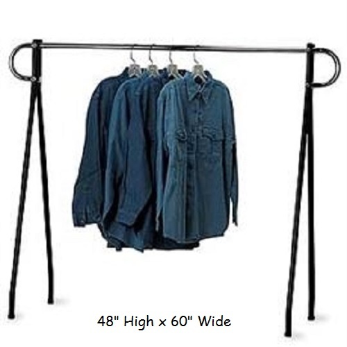 Clothing Rack Black & Chrome Single Rail Retail Storage Garment Salesman 48 x 60