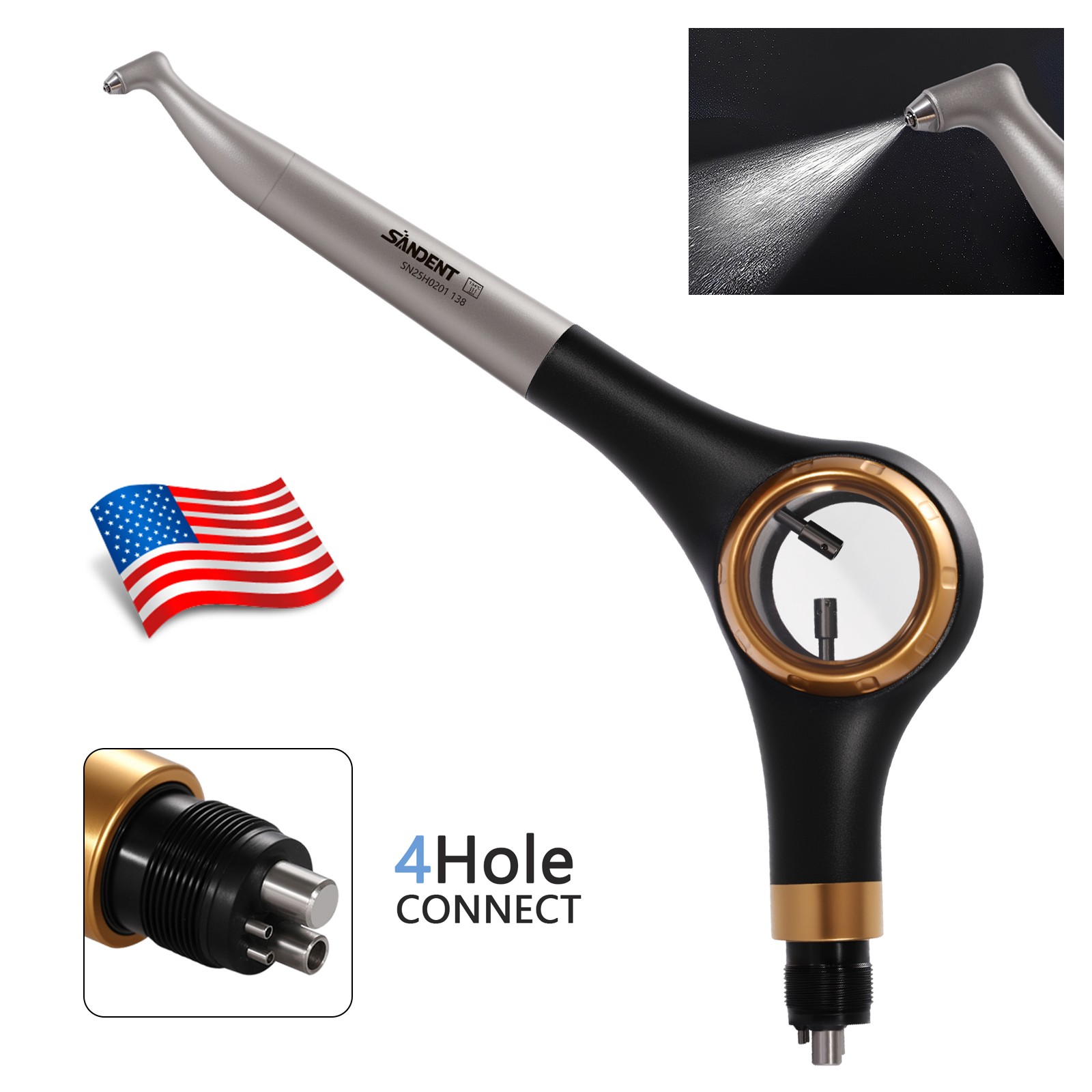 NSK Style Dental Low Slow Speed Contra Angle Handpiece Latch E-type YBB-Gold