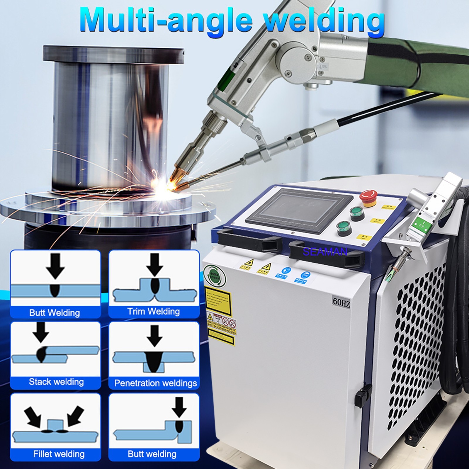 ?Raycus 3000W Handheld Fiber Laser Welder Cutting Cleaning Machine 4 IN1 Double