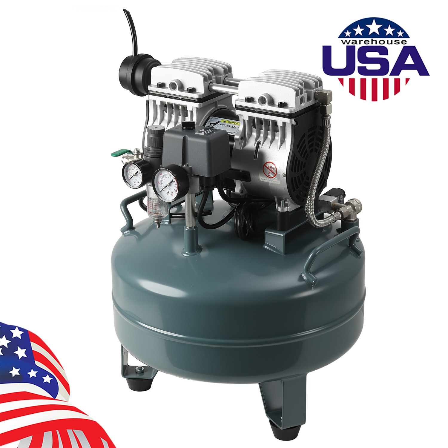 Silent Oil-Free Dental Air Compressor 40L 800W Auto Stop/Start Low Noise 58dB