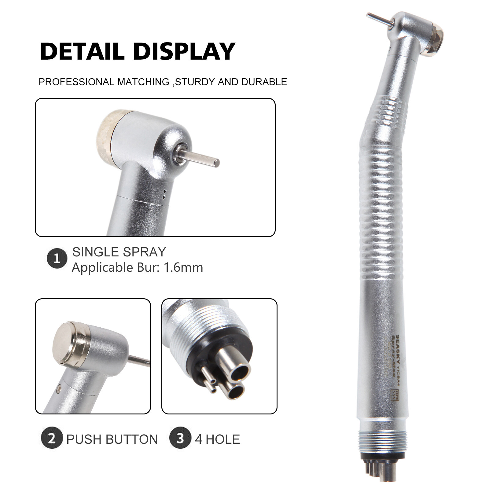 1PC Dental High Speed Handpiece Standard Wrench Key Type Air Turbine 4 Holes USA
