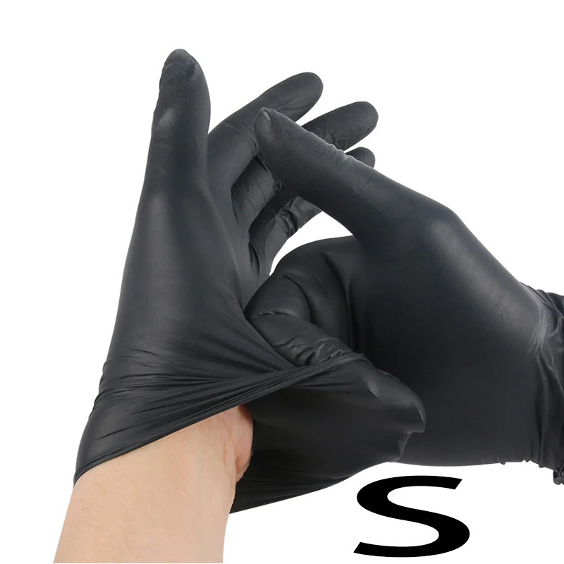 50/100/200/400/1000Pcs Black Nitrile Food Grade Disposable Gloves, Household Kit