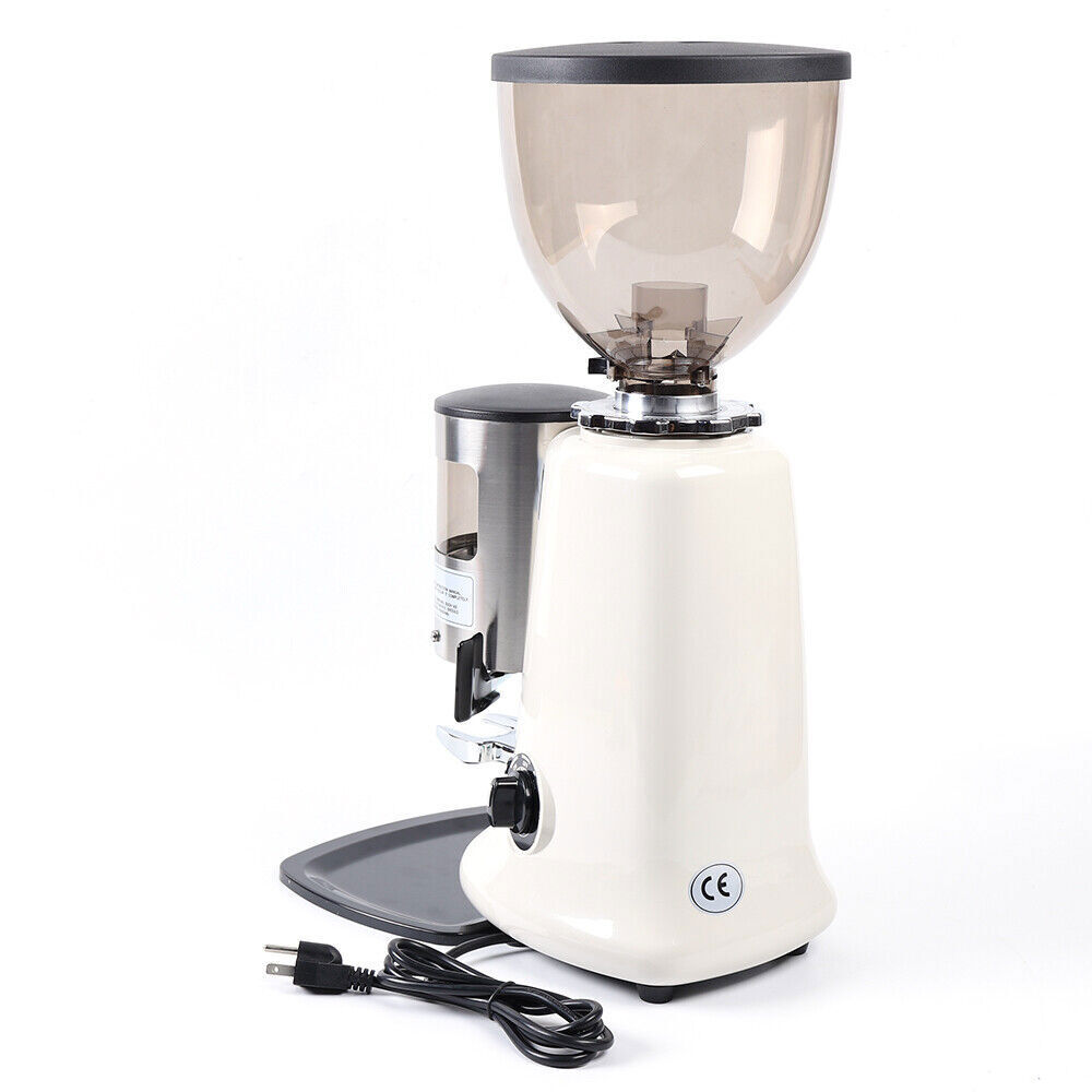 64mm Flat Burr Coffee Grinder 350W 1.2kg Hopper White 200g Dispenser