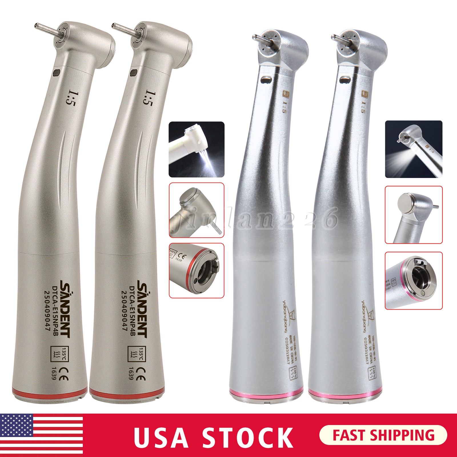 Dental 1:5 Increasing LED Fiber Optic Contra Angle Handpiece for NSK Ti-Max X95L