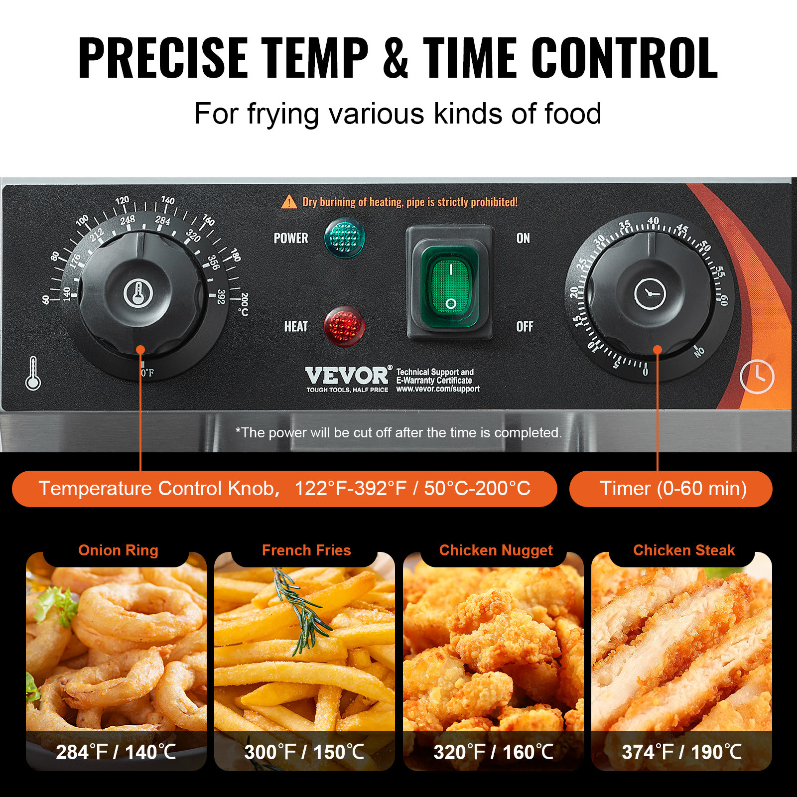 VEVOR Commercial Electric Deep Fryer Countertop Fryer 3000W Dual Tank 2x11Qt/11L