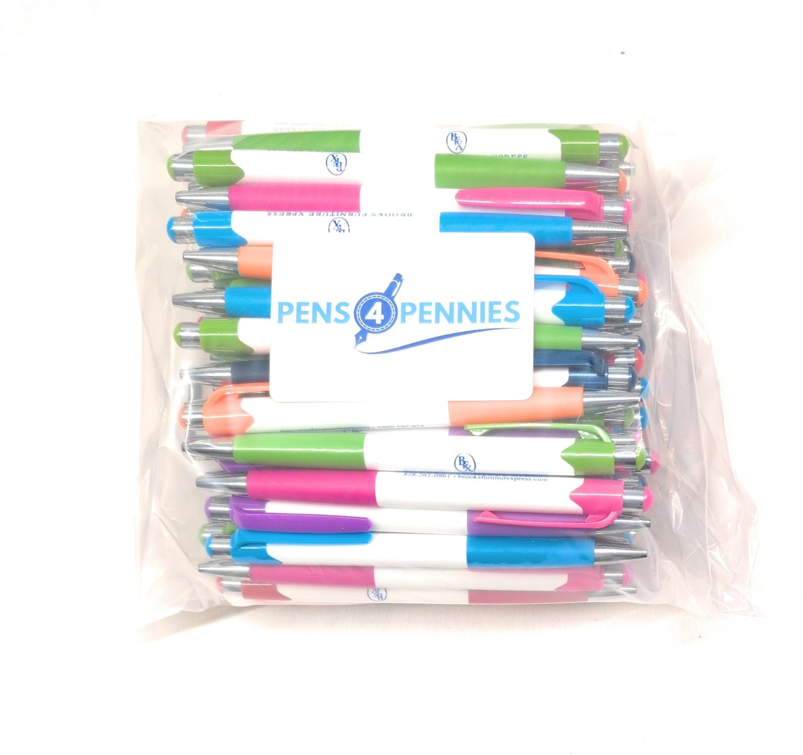 100ct Bulk Lot Misprint Rubber Grip Click Pens MARDI GRAS Hub Pen: MULTI COLOR
